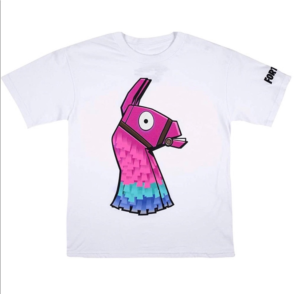 NWT FORTNIGHT Llama White, Pink, Blue T-shirt